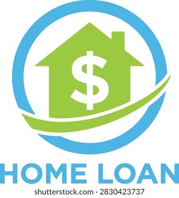 A logo featuring a green house with a dollar sign, symbolizing home financing and loans