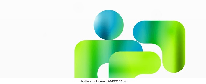 A logo featuring a green rectangle with two people standing next to each other in electric blue on a white background. Embodies fashion accessory brand with plastic symbol logo design