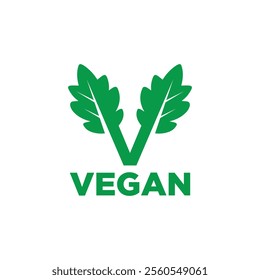 A logo featuring a green 'V' formed by two leaves