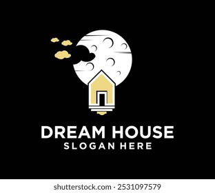 A logo featuring a house and moon, symbolizing dream homes and aspirations.