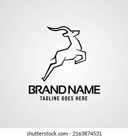 logo featuring a jumping deer or roe, using a strong line style. Show the company's business capabilities that are able to jump high