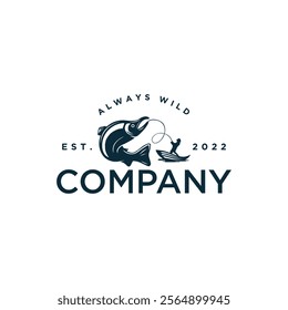 A logo featuring a large fish being caught by a person in a boat, with the text 'ALWAYS WILD,' 'EST. 2022,' and 'COMPANY