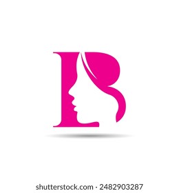 Das Logo mit dem Buchstaben "B" und der Silhouette des Gesichts einer Frau verbindet nahtlos Eleganz und Weiblichkeit und ist somit ideal für Beauty-, Mode- und Wellness-Marken.