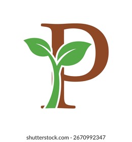 A logo featuring the letter P integrated with a green plant or sprout, symbolizing growth, nature, and sustainability.