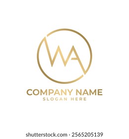 logo featuring the letters "W" and "A" intertwined within a circular frame. The design conveys unity, harmony, and sophistication, ideal for businesses in the technology, finance, or luxury sectors.