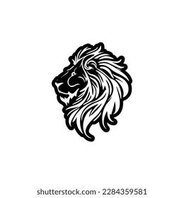 Un logo con un león blanco negro, con un diseño vectorial simplista.