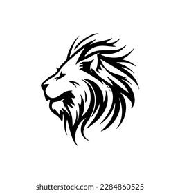 Ein Logo mit einem Löwen in schwarz-weißer Linie, Vektorkunst.