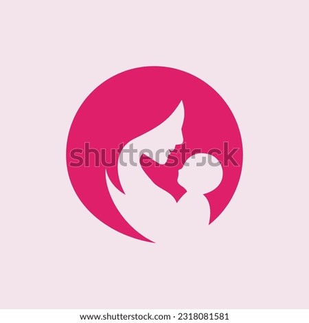 A logo featuring a loving mother and her baby in silhouette, designed in a circle shape.