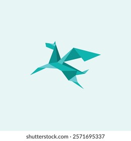 A logo featuring a low poly flying Pegasus, designed like a paper origami.