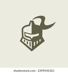 A logo featuring a medieval knight's helmet with plume.