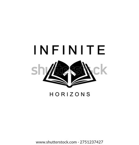 A logo featuring an open book with an upward-pointing arrow, representing infinite knowledge, growth, and the exploration of new horizons.