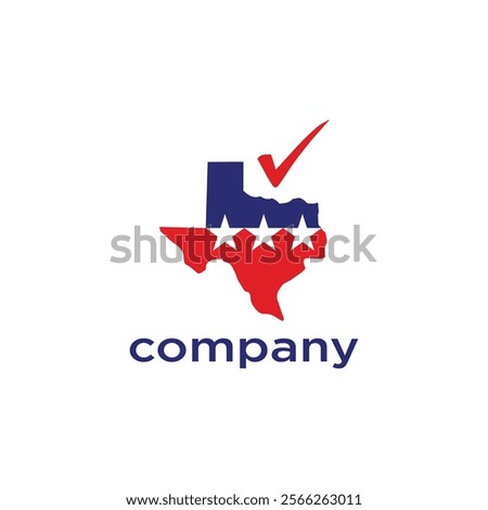 logo featuring the outline of Texas with a red checkmark and three white stars