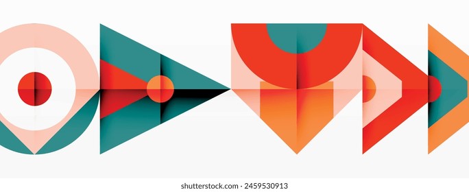 Un logotipo con un patrón de Formas geométricas coloridas, como triángulos, círculos y rectángulos en tonos y sombras sobre un fondo blanco, con acentos azul eléctrico para la simetría