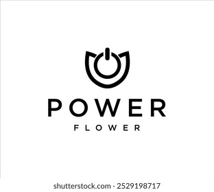 A logo featuring a power symbol integrated with a flower design, emphasizing energy and nature.