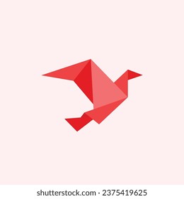 A logo featuring the side profile of an origami paper bird in flight.