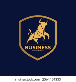 Logo featuring a silhouette of a mighty bull, suitable for sports, finance or physical related logos.