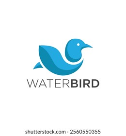 A logo featuring a stylized blue bird