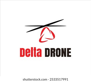 Logotipo com um design estilizado de drone com o nome "Delta DRONE" em tipografia em negrito.