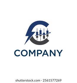 logo featuring a stylized letter "C" with a lightning bolt and candlestick chart elements