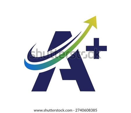 Logo featuring stylized letter A with curved arrow and plus sign