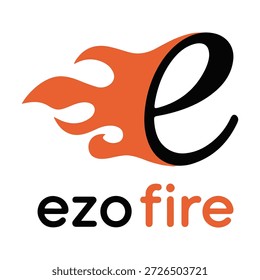 A logo featuring a stylized letter 'e' with a flame design integrated into it. The word 'ezofire' is written below the logo in black and orange text.