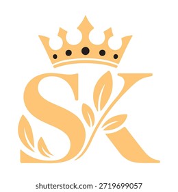 A logo featuring a stylized letter 'S' and 'K' with a crown on top, symbolizing elegance and royalty.