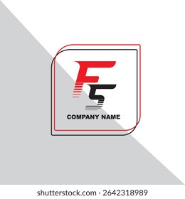 A logo featuring stylized red and black letters 'FS' within a square frame, set against a white background with grey shading. The text 'COMPANY NAME' is displayed below the lettermark.