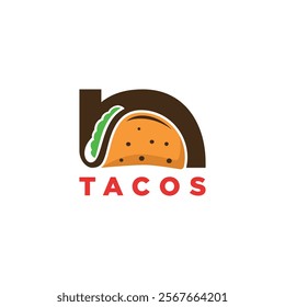 A logo featuring a stylized taco with the word "TACOS" written below it in red letters