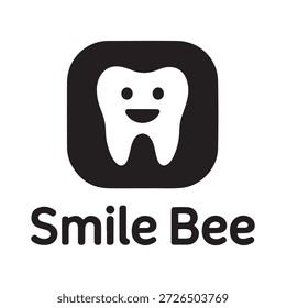 A logo featuring a stylized tooth with a smiling face inside a black square, with the text 'Smile Bee' underneath.