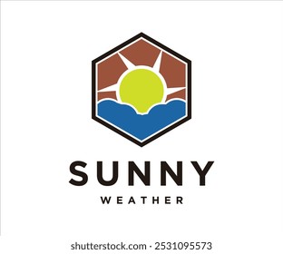 A logo featuring a sun over water, symbolizing sunny weather.