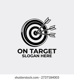 A logo featuring a target with arrows, symbolizing precision and achievement.