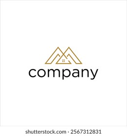 logo featuring two stylized mountain peaks in gold