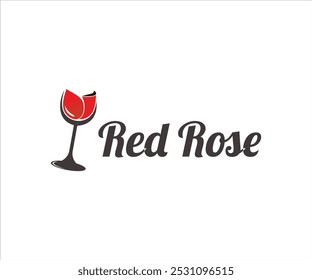 A logo featuring a wine glass and a red rose, symbolizing elegance and romance.