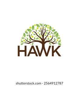 A logo featuring the word 'HAWK' with a tree growing out of the letter 'A,' symbolizing growth and nature