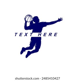 logo of a female basketball player throwing the ball with one hand vector illustration