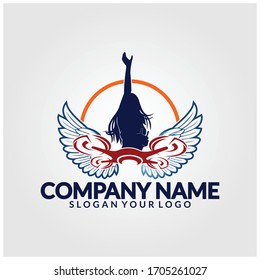the logo of a female drone driver with special flying skills