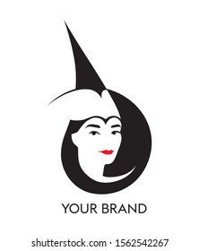Logo female face. Asian face. Vector.