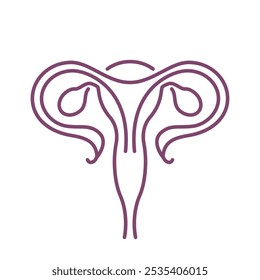 Logo de órganos femeninos y útero para clínica de mujeres. Ilustración vectorial plana sobre fondo blanco