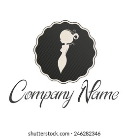 Logo Of A Feminine Silhouette In A Cameo Frame With Text For Logos And Icons. Vector Art.