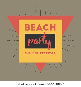 Logo festival. Party beach. For art template design, list, page, mockup brochure style, banner, idea, cover, booklet, print, flyer, book, blank, card, ad, sign, poster, badge.