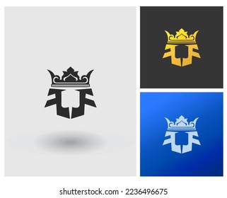Logo FF Letter-Format-Monogramm mit Kronen
