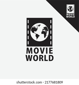 Logo For The Film Industry. Globe Illustration And Movie Cliche