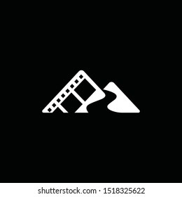 a logo for the film industry. with a mountain symbol and a film roll