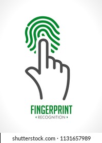 Logo - fingerprint recognition - biometric access control system concept 