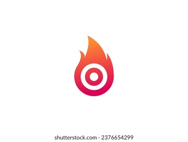 Logo Fire ball and Target Arrow, Minimalist and Modern Logo Template Premium. Editable FIle