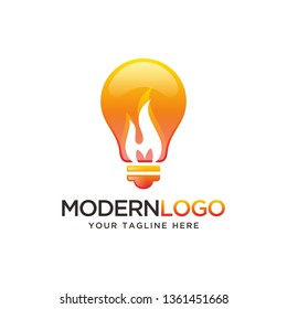 the logo of fire in the bulb that describes a burning idea 
