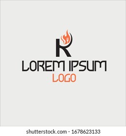 Logo Fire. Cooking on fire. Kazan. Orange fire. Abstraction. Vector