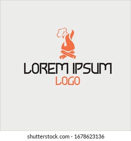 Logo Fire. Cooking on fire. Kazan. Orange fire. Abstraction. Vector