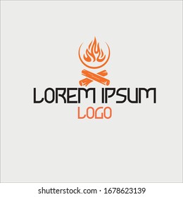 Logo Fire. Cooking on fire. Kazan. Orange fire. Abstraction. Vector