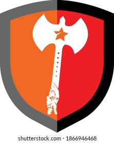 Logo Fire Dragon Death Ax with shield